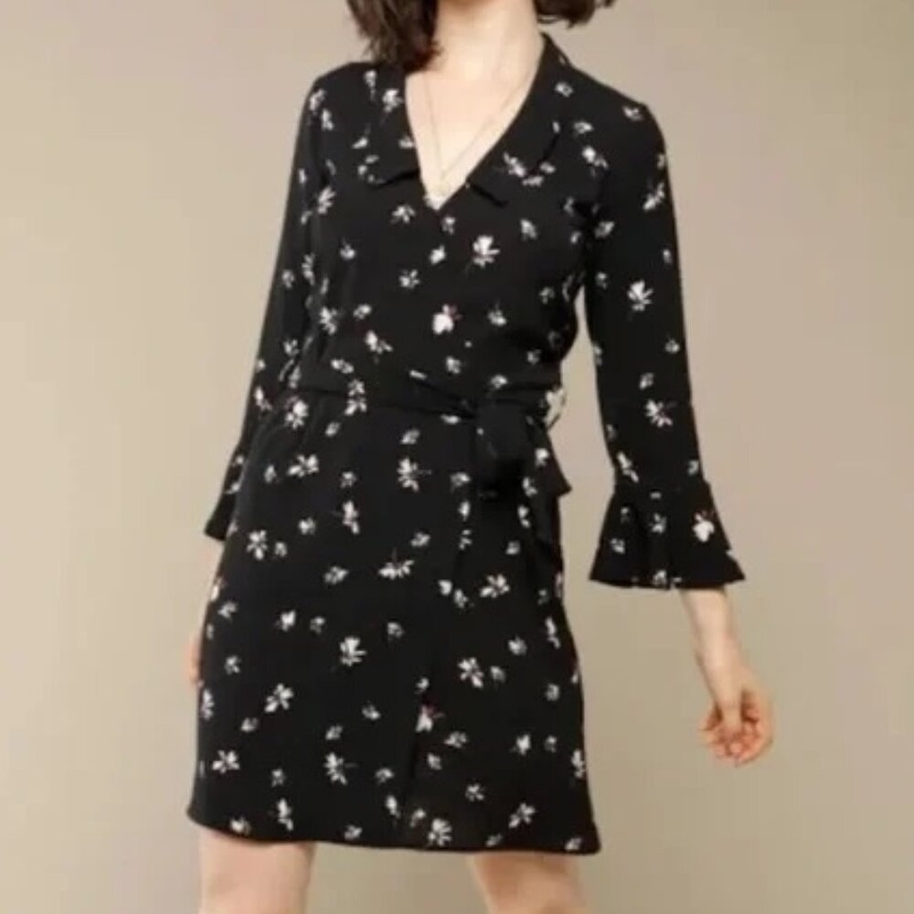 ROUJE Brooke Dress In Black Flower Print, Size 40